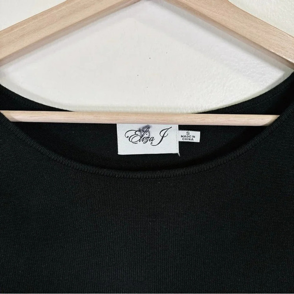 Eliza.J Black Sweater Dress With Lace Sleeves - Picture 13 of 16